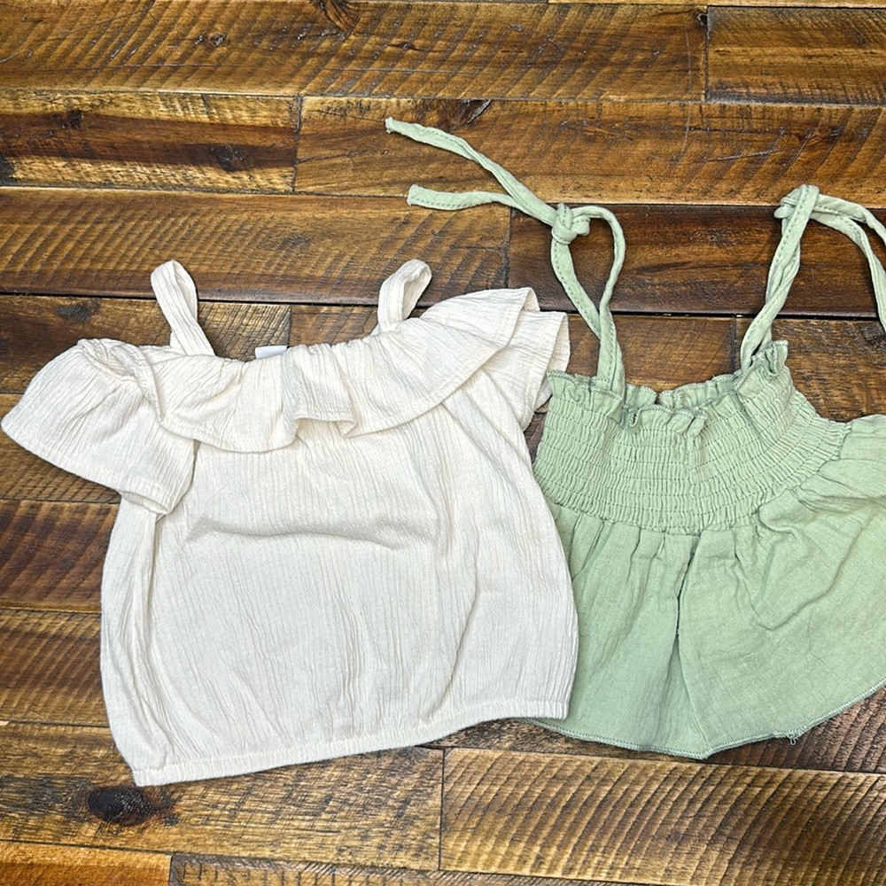 (5for$10) Tank top 12-18m Cream Old Navy Baby Shirt/ Green No brand Tank